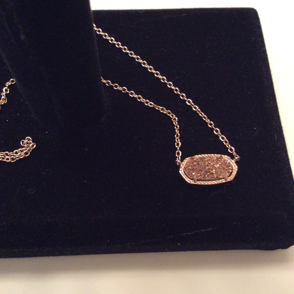 KENDRA SCOTT ROSE GOLD DRUSY NECKLACE